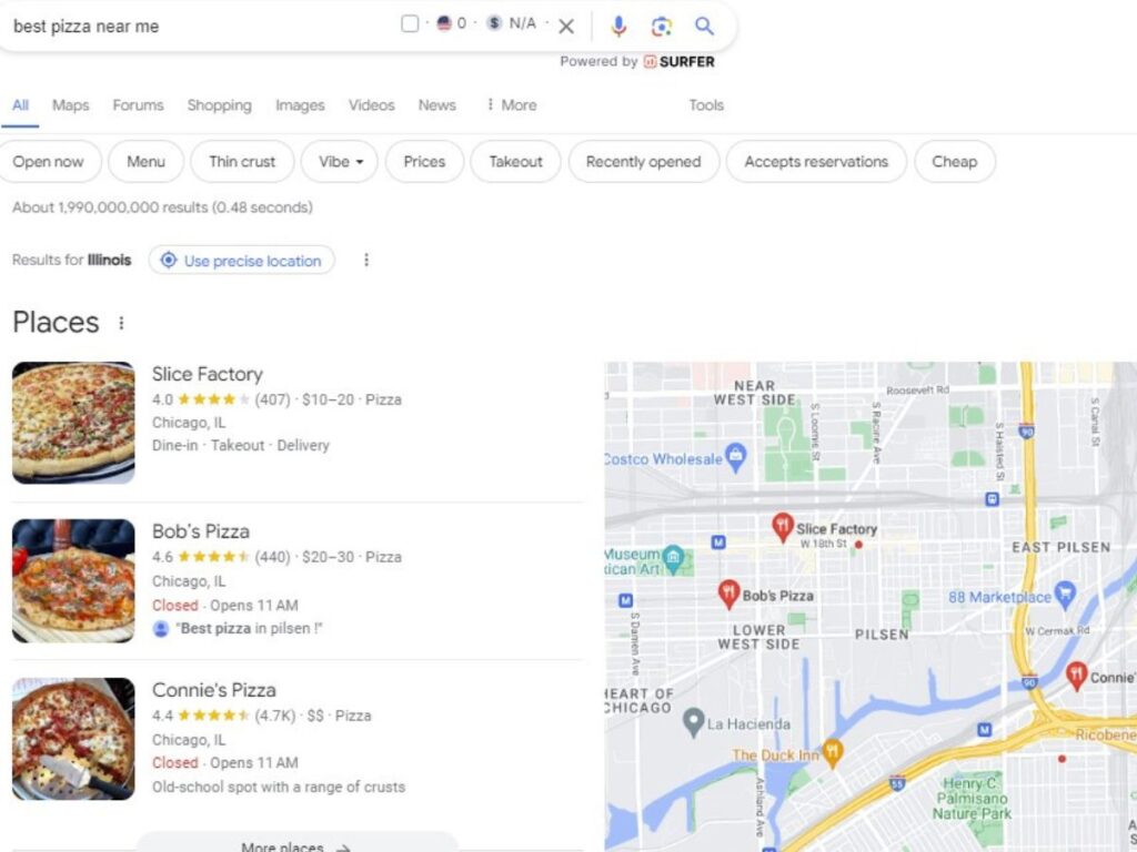 Google location based search
